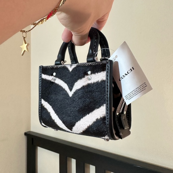 NWT Coach Rogue Bag 12 In Haircalf With Zebra Print (Micro Bag) - Picture 2 of 11